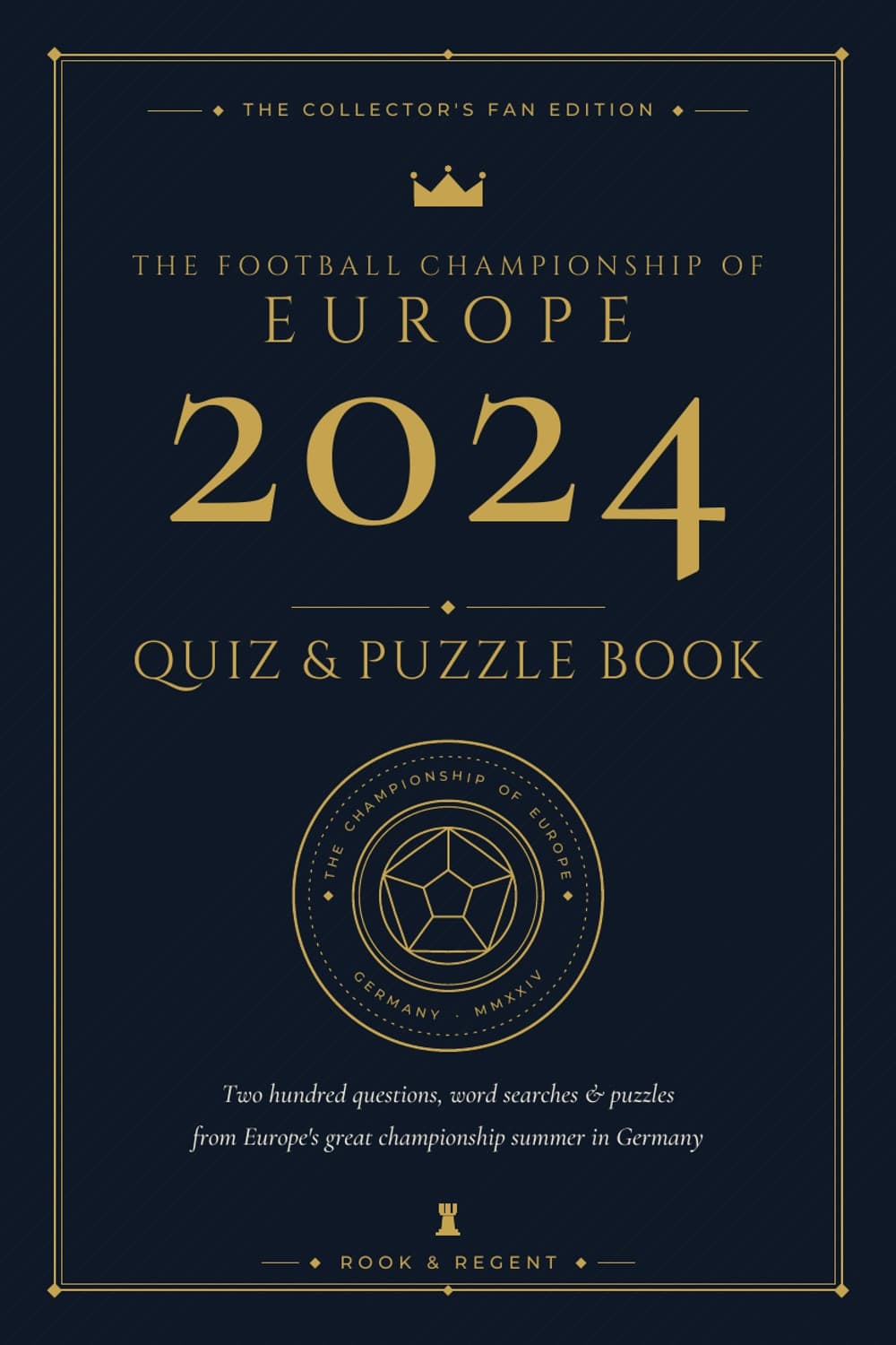 The Euros 2024 — Quiz & Puzzle Book, ink navy and gold collector's cover