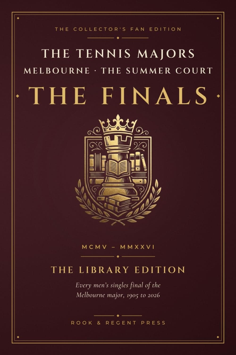 The Tennis Majors · Melbourne — Quiz & Puzzle Book, claret and gold collector's cover